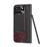 EIDERWOOD Google Pixel 10 Pro Fold Deksel med Bakside i Kunstskinn - Kickstand - Stylusholder - Svart / Vinrød