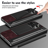 EIDERWOOD Google Pixel 10 Pro Fold Deksel med Bakside i Kunstskinn - Kickstand - Stylusholder - Svart / Vinrød