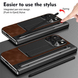EIDERWOOD Google Pixel 10 Pro Fold Deksel med Bakside i Kunstskinn - Kickstand - Stylusholder - Svart / Brun