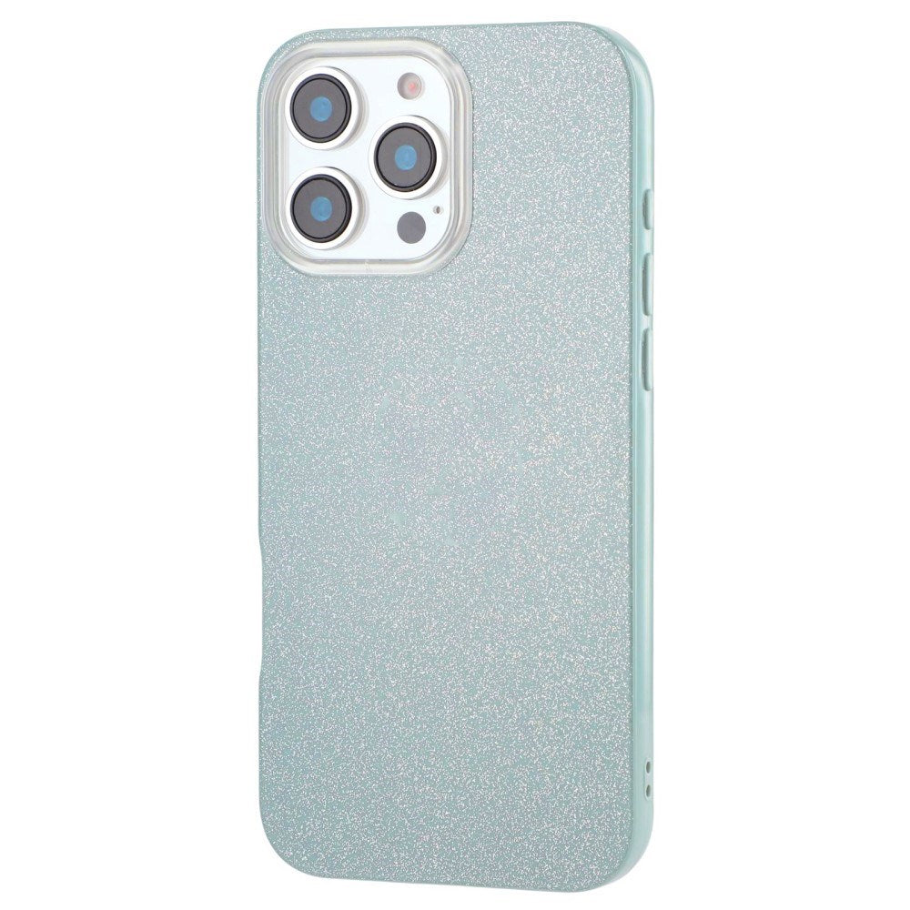 EIDERWOOD IPhone 16 Pro Fleksibelt Plast Deksel med Glitter - Lysegrønn