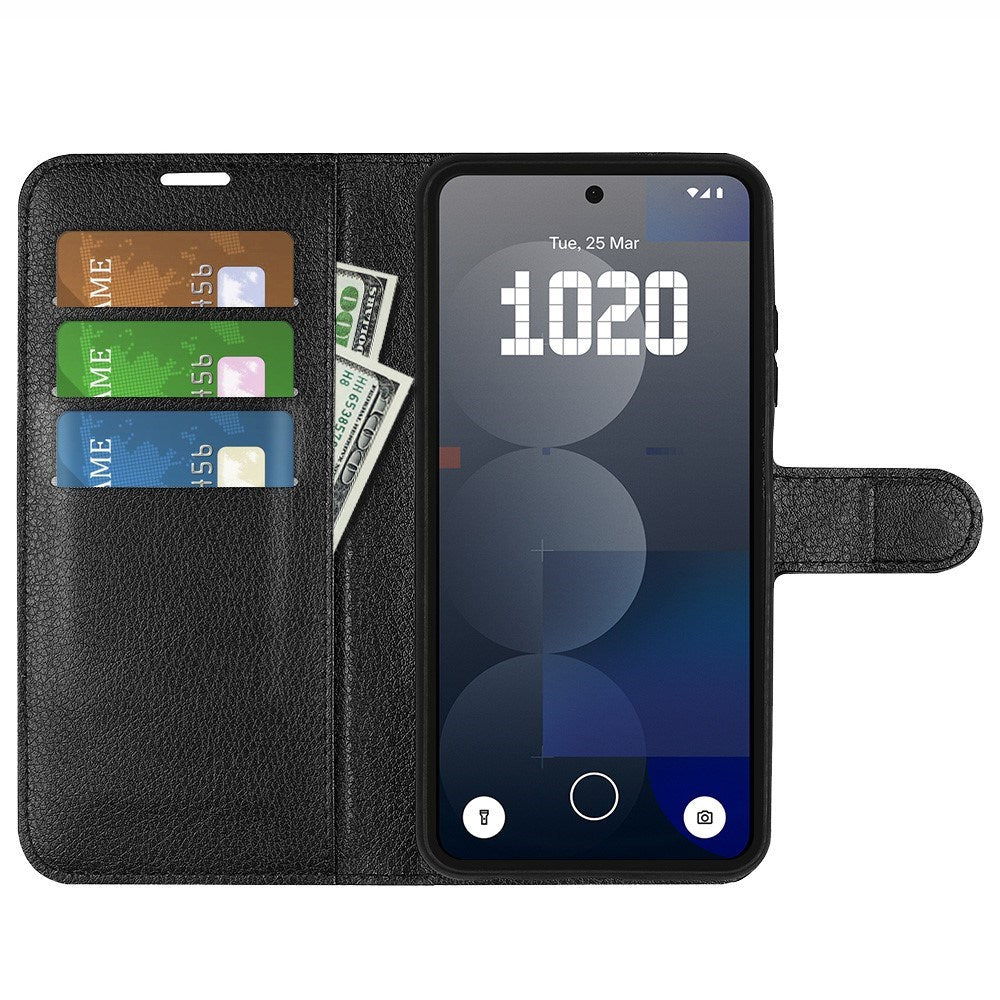 EIDERWOOD Nothing Phone (3a) Pro Kunstskinn Flip Deksel med Kortholder & Ståfunksjon - Svart