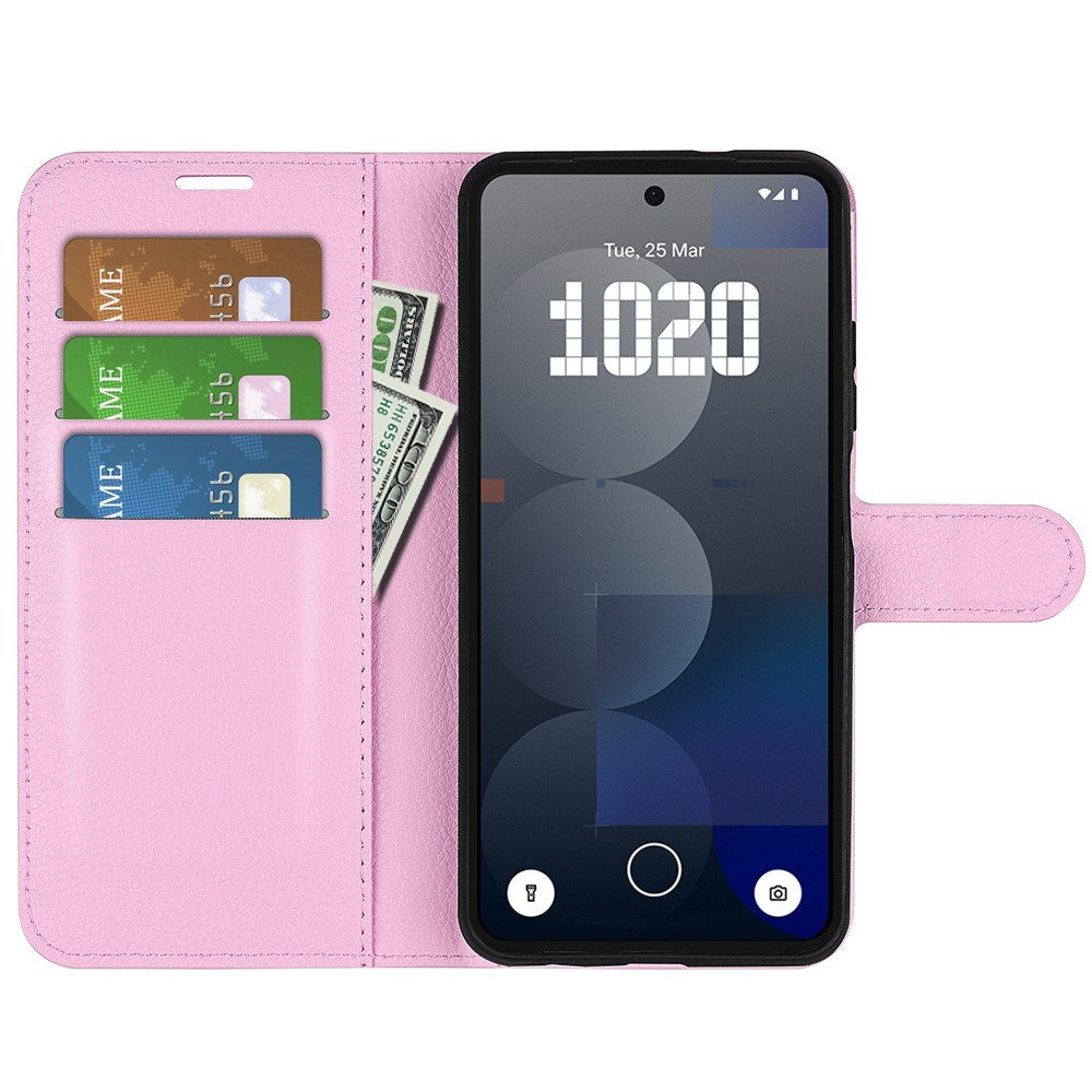 EIDERWOOD Nothing Phone (3a) Pro Kunstskinn Flip Deksel med Kortholder & Ståfunksjon - Rosa