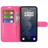 EIDERWOOD Nothing Phone (3a) Pro Kunstskinn Flip Deksel med Kortholder & Ståfunksjon - Pink