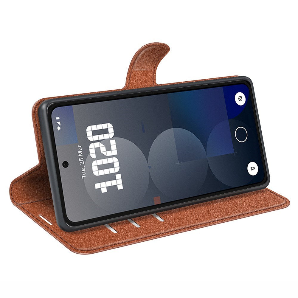 EIDERWOOD Nothing Phone (3a) Pro Kunstskinn Flip Deksel med Kortholder & Ståfunksjon - Brun