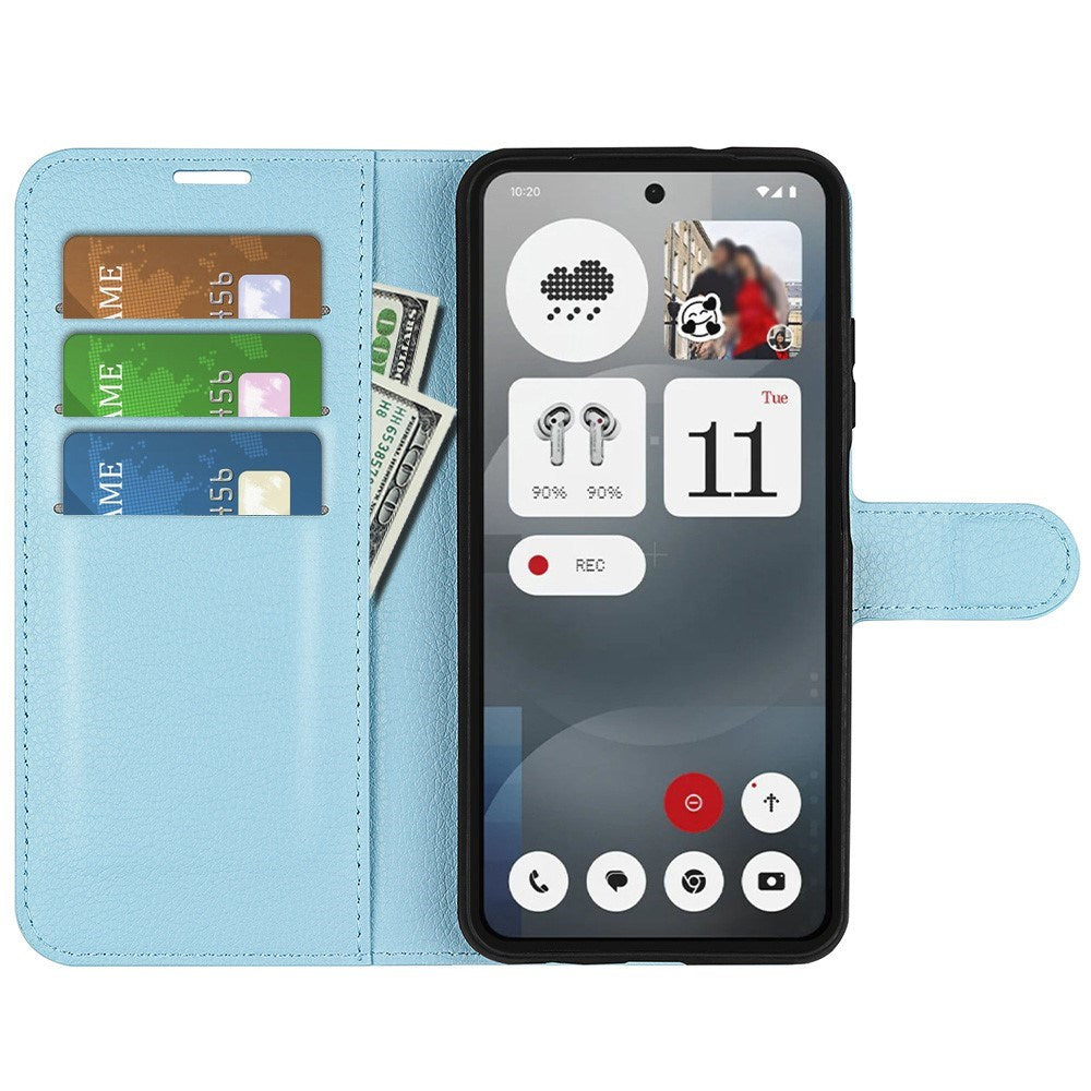 EIDERWOOD Nothing Phone (3a) Kunstskinn Flip Deksel med Kortholder & Ståfunksjon - Blå