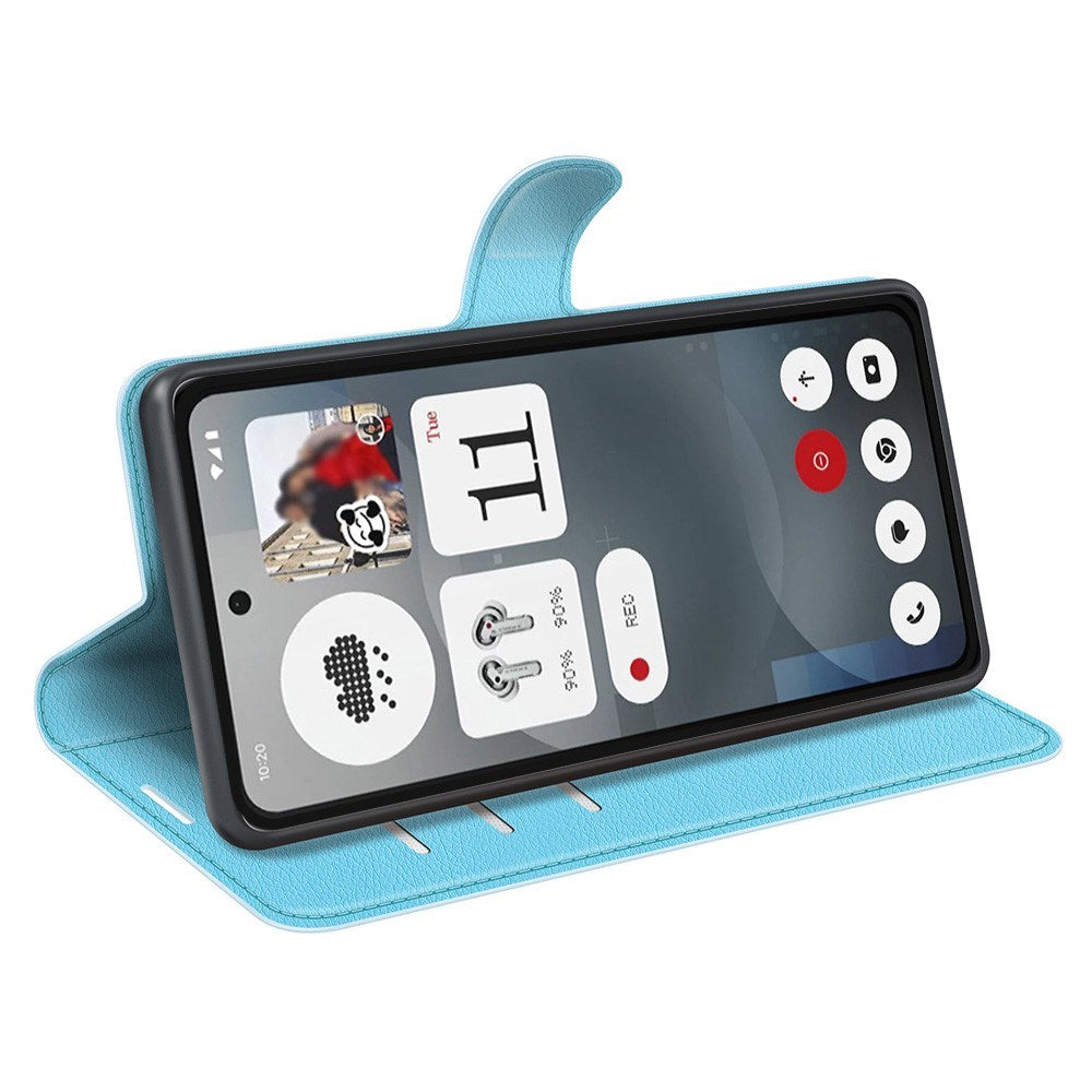 EIDERWOOD Nothing Phone (3a) Kunstskinn Flip Deksel med Kortholder & Ståfunksjon - Blå