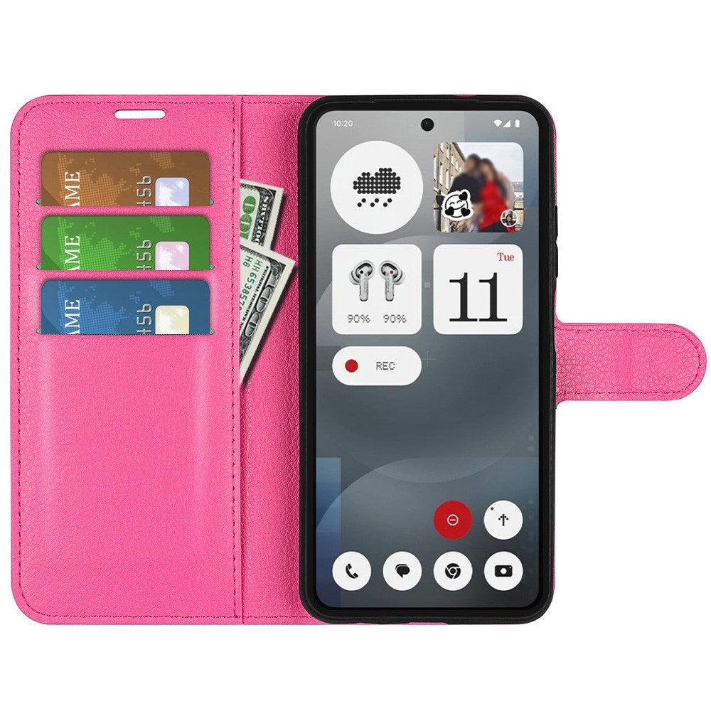 EIDERWOOD Nothing Phone (3a) Kunstskinn Flip Deksel med Kortholder & Ståfunksjon - Pink