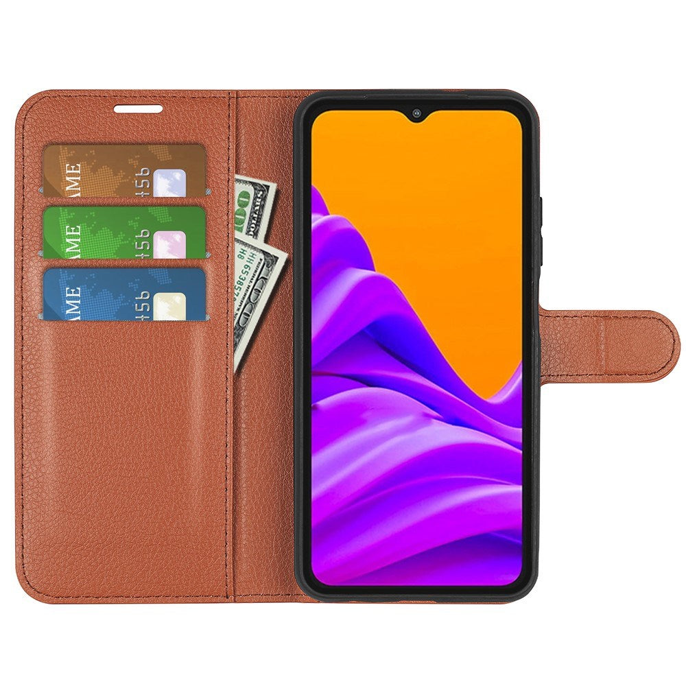 EIDERWOOD Samsung Galaxy Xcover 7 Pro Kunstskinn Flip Deksel m. Kortholder & Ståfunksjon - Brun