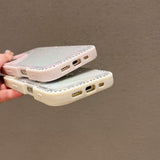 EIDERWOOD iPhone 16 Hybrid Deksel med Sløyfer og Rhinestones - Gjennomsiktig / Hvit