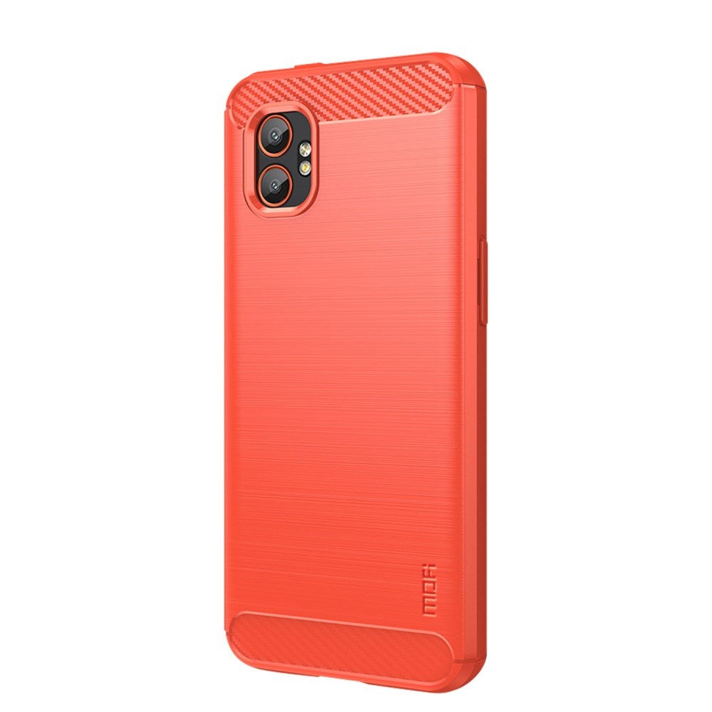 EIDERWOOD Samsung Galaxy Xcover 7 Pro Brushed Carbon Fiber Fleksibelt Plast Deksel - Rød