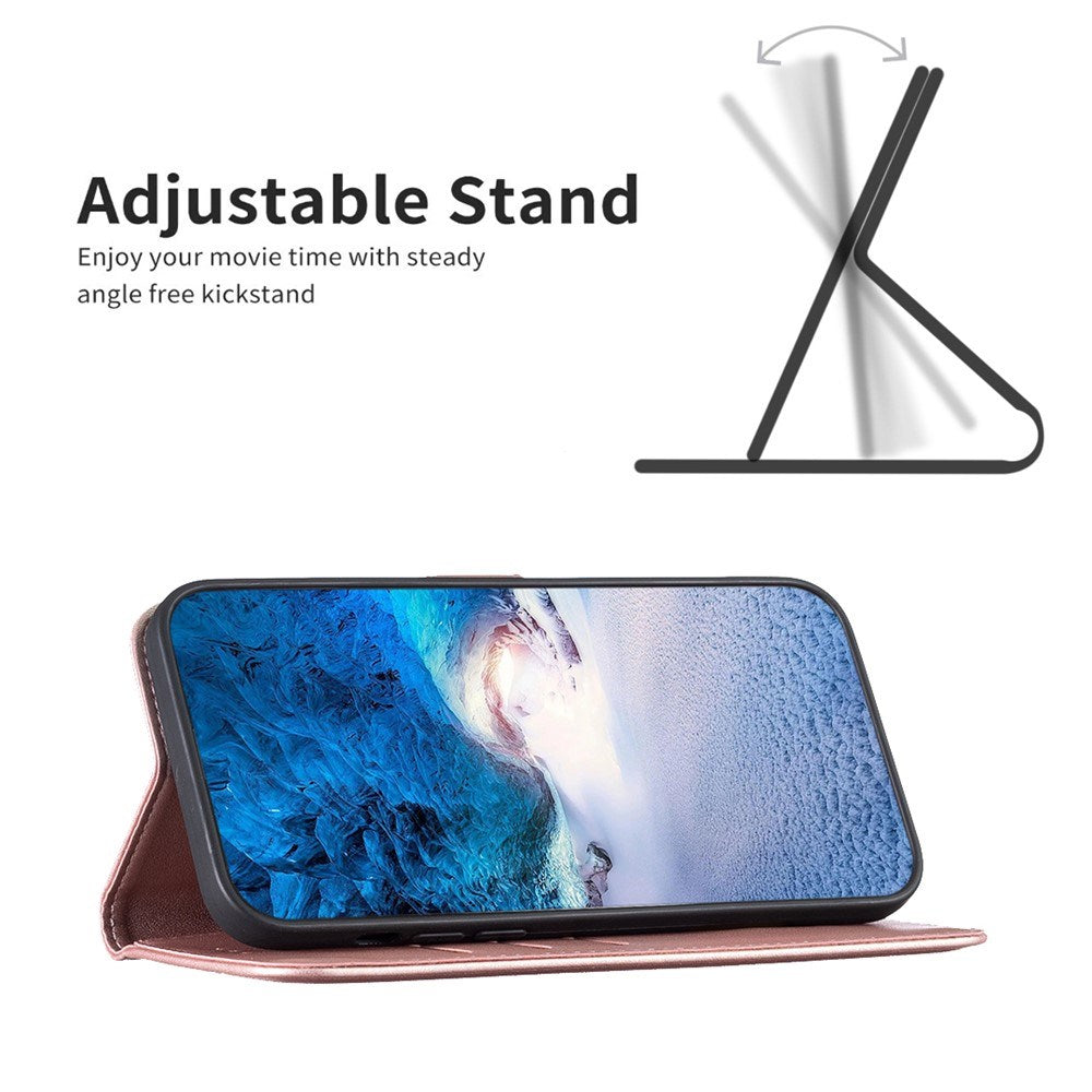 OPPO A5 Pro (4G / 5G) BINFEN Kunstskinn Flip Deksel med Kortholder & Ståfunksjon - Rose Gold