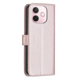 OPPO A5 Pro (4G / 5G) BINFEN Kunstskinn Flip Deksel med Kortholder & Ståfunksjon - Rose Gold