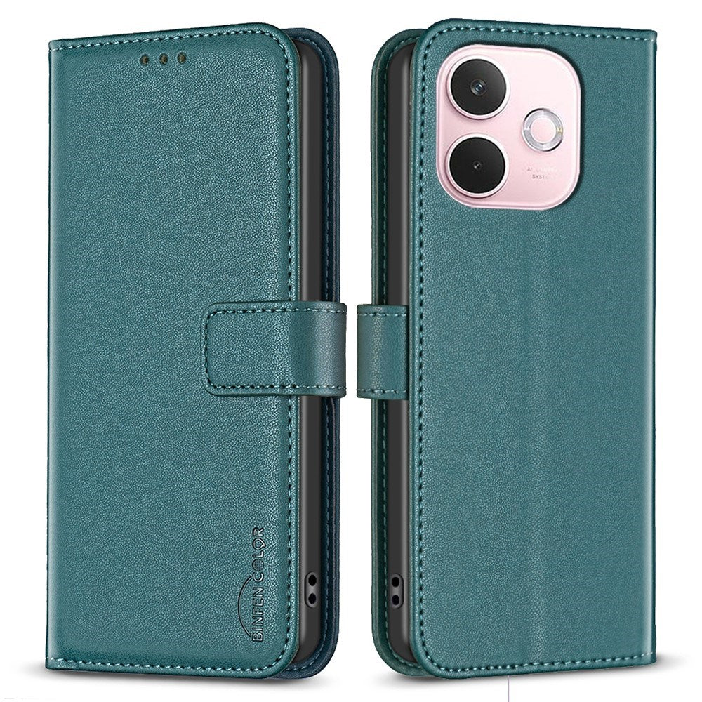 OPPO A5 Pro (4G / 5G) BINFEN Kunstskinn Flip Deksel med Kortholder & Ståfunksjon - Grøn