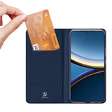 Xiaomi Poco F7 Pro EIDERWOOD Kunstskinn Flip Deksel m. Kortlomme & Stativfunksjon – Blå