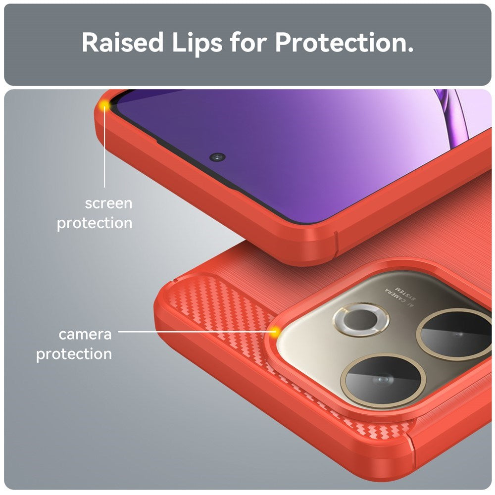 OPPO A5 Pro (4G / 5G) EIDERWOOD Brushed Carbon Fiber Plast Deksel - Rød
