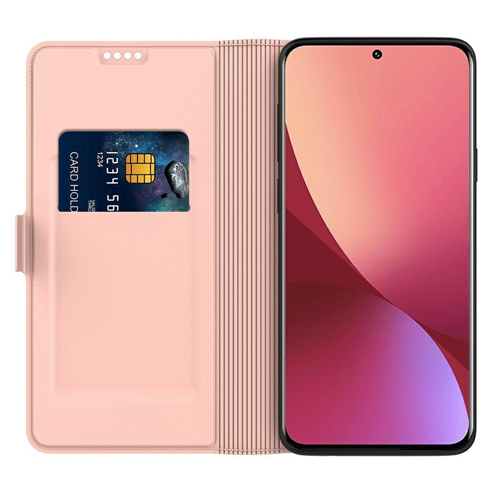 Xiaomi Poco F7 Ultra EIDERWOOD Kunstskinn Flip Deksel m. Kortlomme & Stativfunksjon – Rosegull