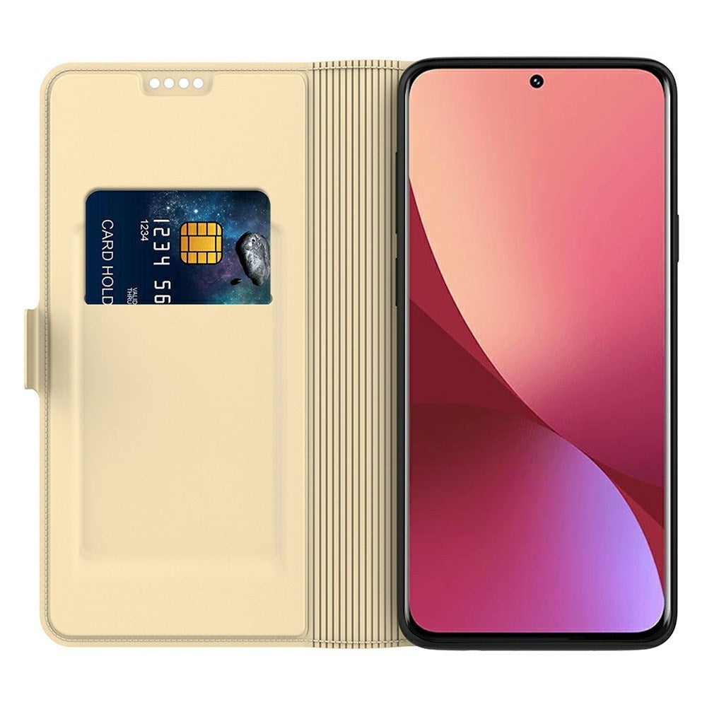 Xiaomi Poco F7 Ultra EIDERWOOD Kunstskinn Flip Deksel m. Kortlomme & Stativfunksjon – Gull