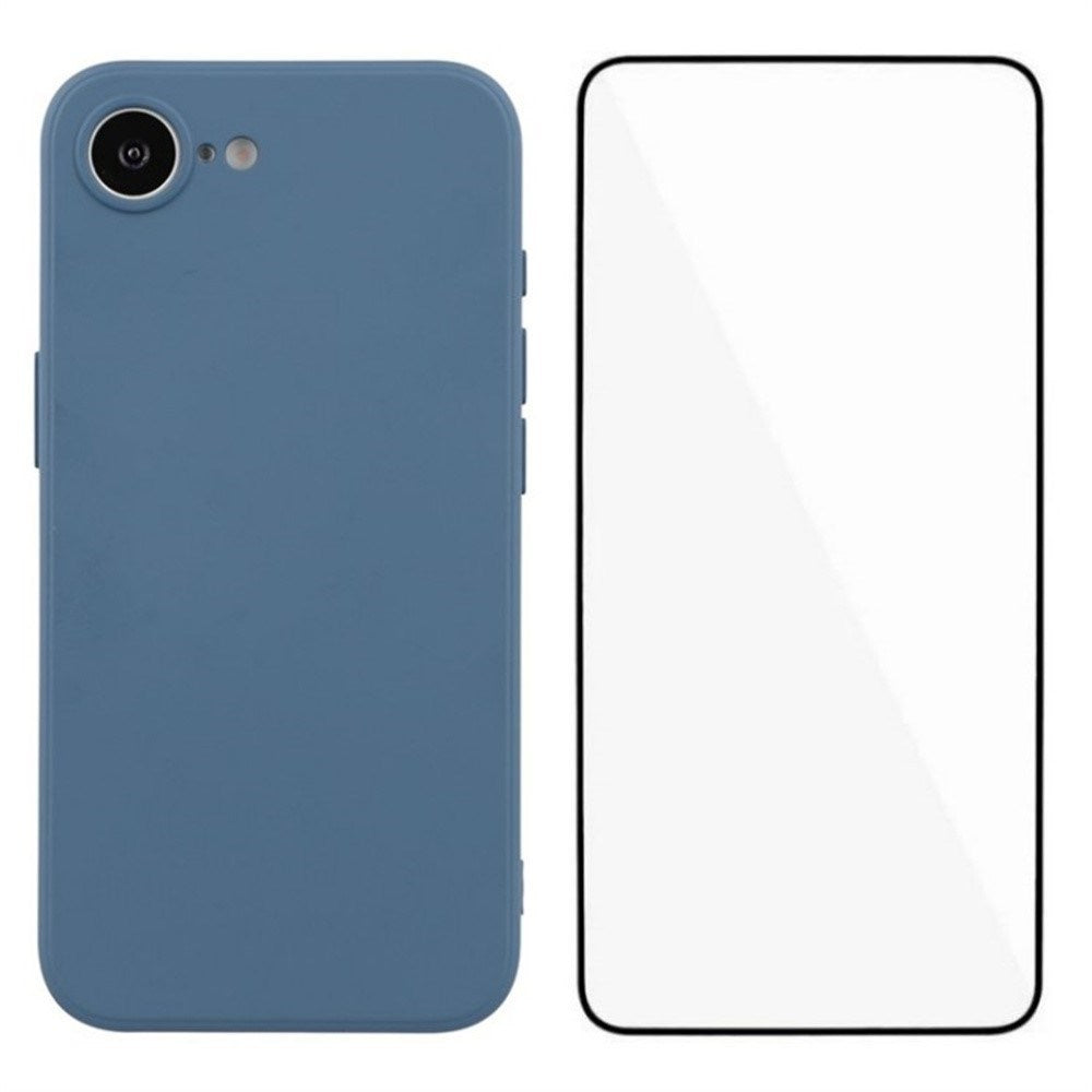 iPhone 17e / 16e Beskyttelsessett med Fleksibelt Plast Deksel & Skjermbeskytter - Blå