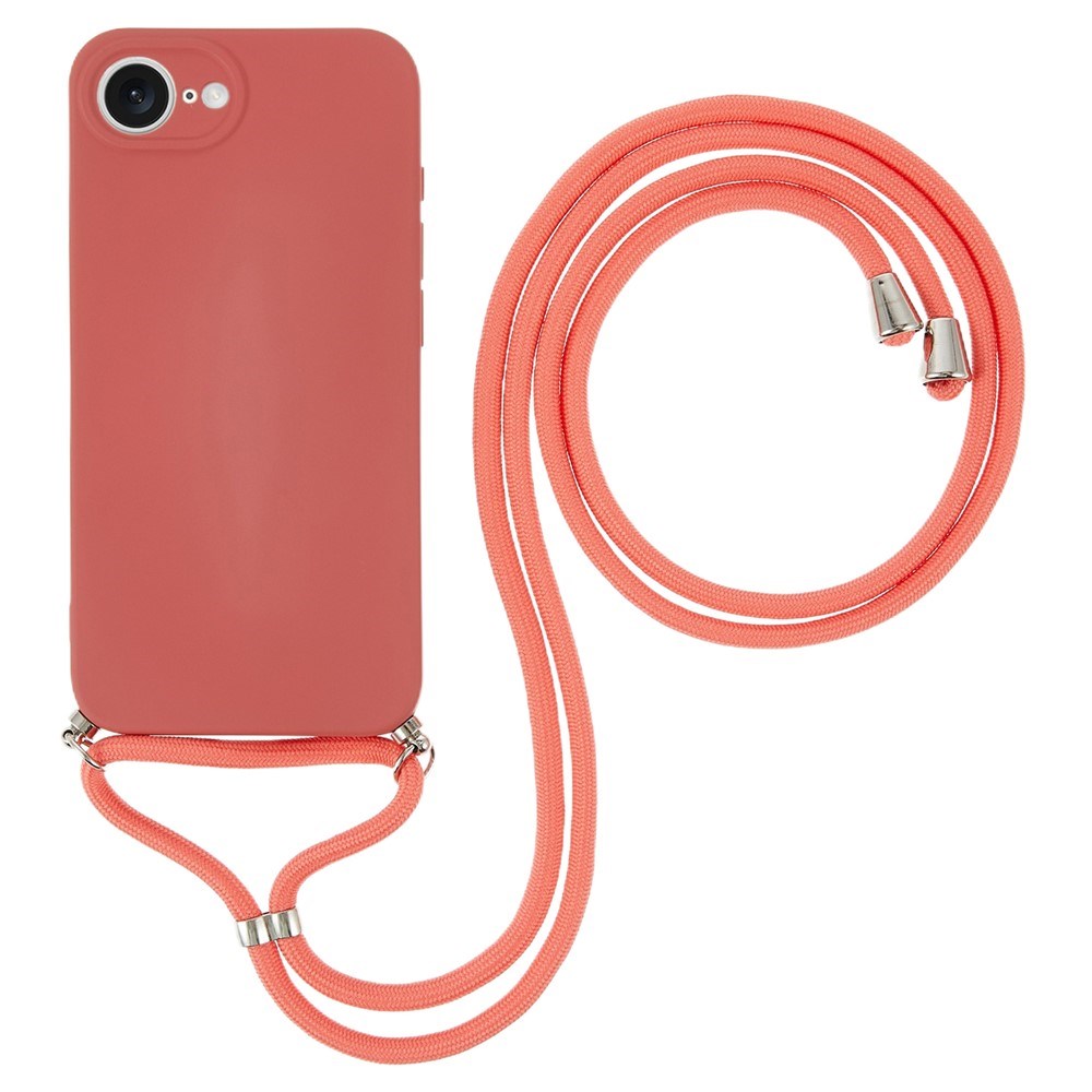iPhone 17e / 16e EIDERWOOD Fôret Fleksibelt Plast Deksel m. Stropp - Mørkerød