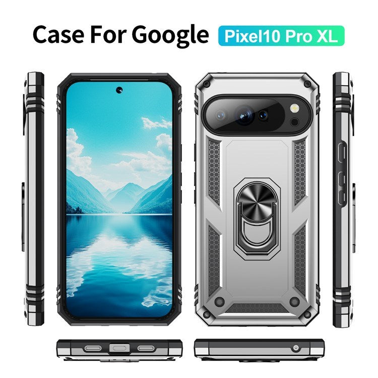 EIDERWOOD Google Pixel 10 Pro XL Hybrid Håndverker Deksel m. 360 Roterbar Stativfunksjon - Sølv