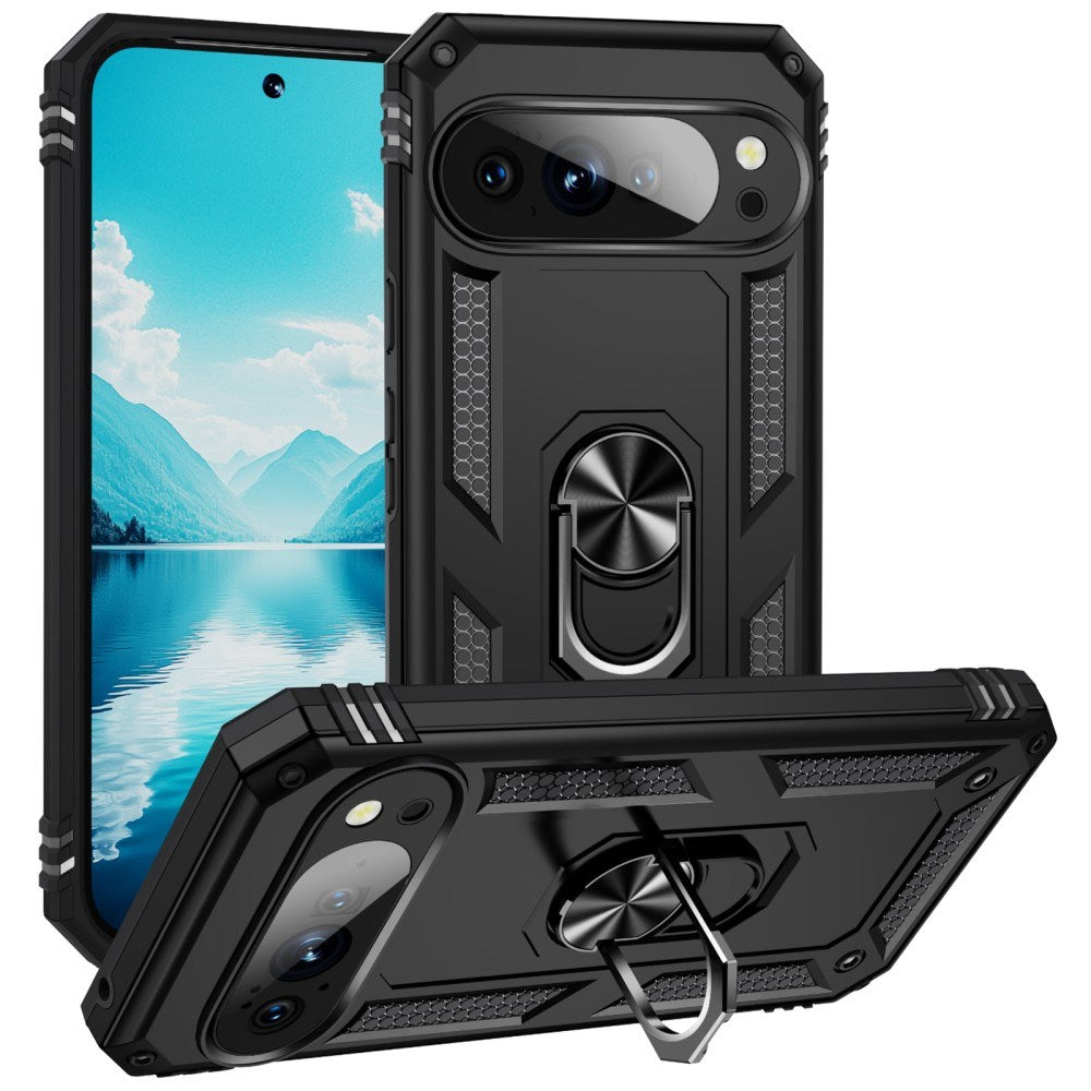 EIDERWOOD Google Pixel 10 / 10 Pro Håndverker Bakdeksel med 360° roterbar stativ - Svart
