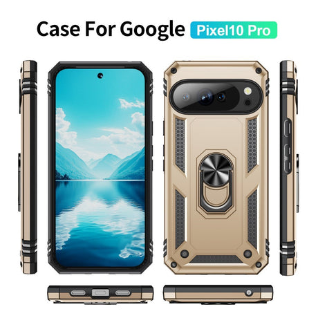 EIDERWOOD Google Pixel 10 / 10 Pro Håndverker Bakdeksel med 360° roterbar stativ - Gull