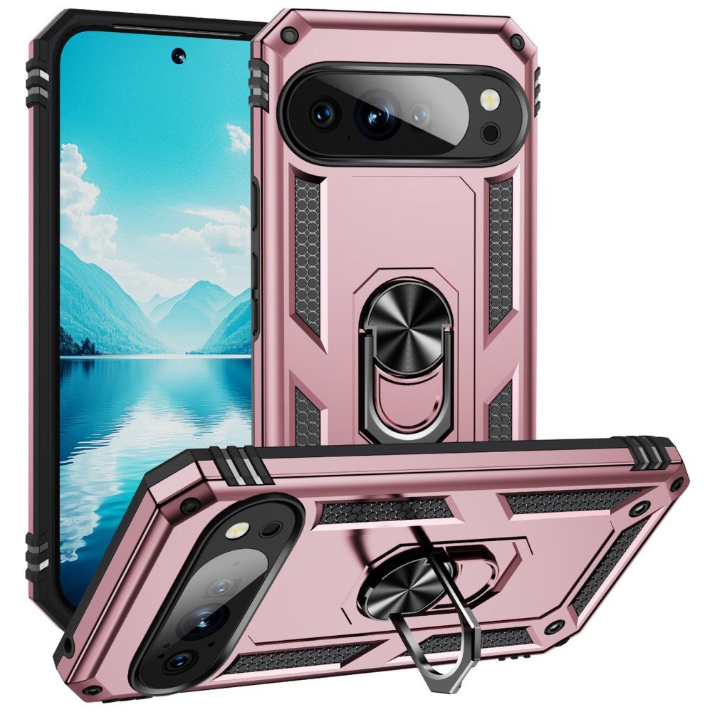 EIDERWOOD Google Pixel 10 / 10 Pro Håndverkerdeksel med 360 Graders Roterbar Støtte - Rose Gold