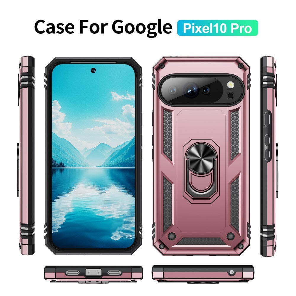 EIDERWOOD Google Pixel 10 / 10 Pro Håndverkerdeksel med 360 Graders Roterbar Støtte - Rose Gold