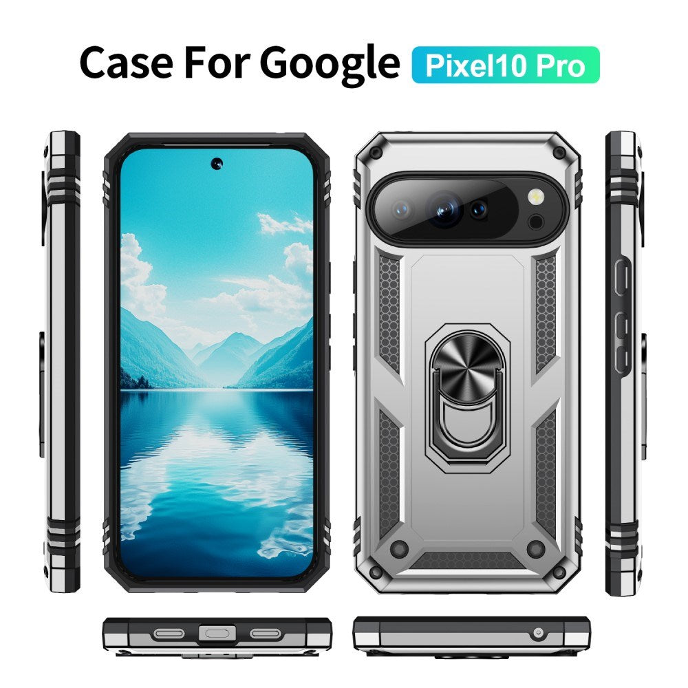 EIDERWOOD Google Pixel 10 / 10 Pro Håndverkerdeksel med 360 Graders Roterbar Støtte - Sølv