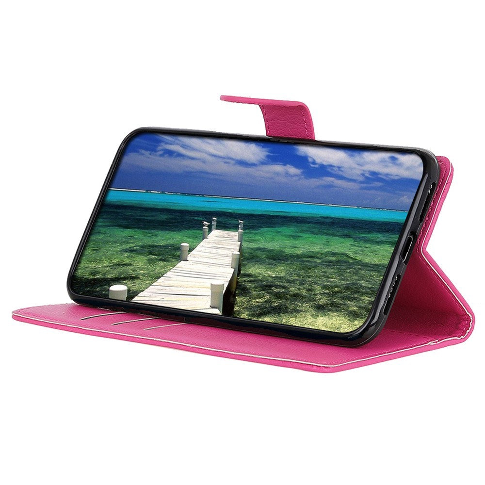 EIDERWOOD Motorola Edge 60 / Edge 60 Fusion Litchi Kunstskinn Flip Deksel med Lommebok & Stativfunksjon - Rosa