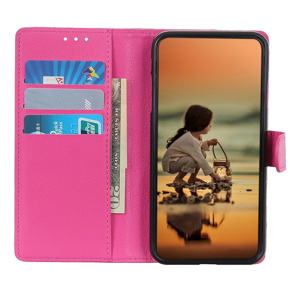 EIDERWOOD Motorola Edge 60 / Edge 60 Fusion Litchi Kunstskinn Flip Deksel med Lommebok & Stativfunksjon - Rosa