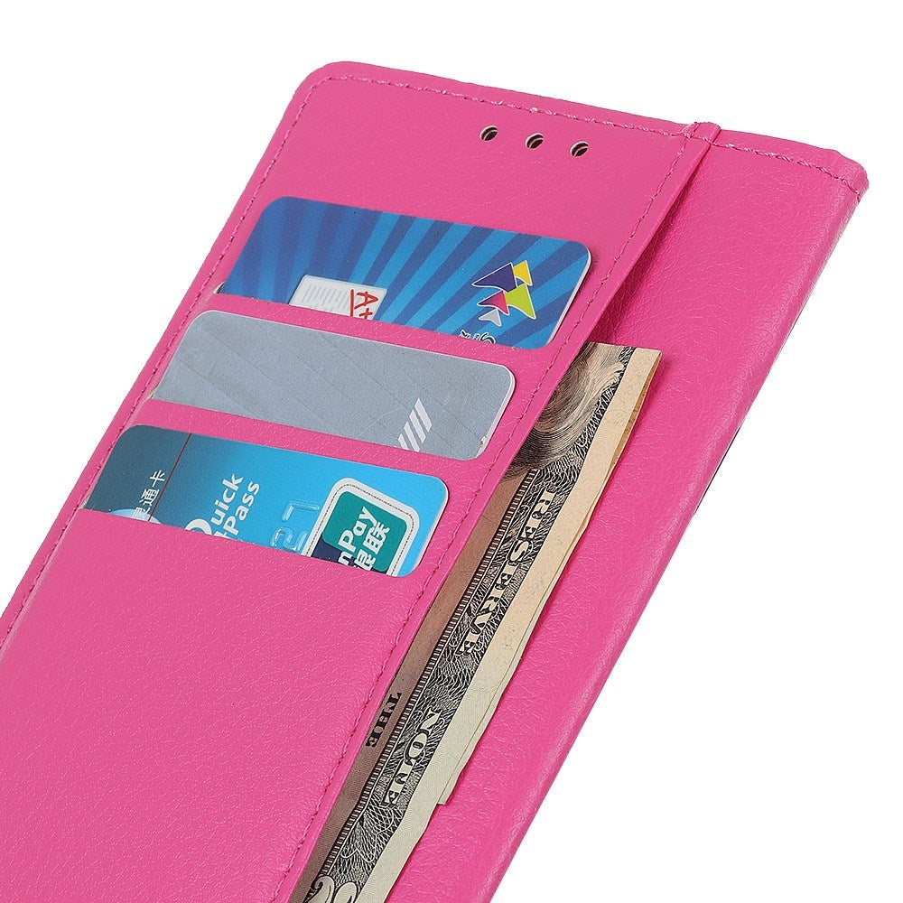 EIDERWOOD Motorola Edge 60 / Edge 60 Fusion Litchi Kunstskinn Flip Deksel med Lommebok & Stativfunksjon - Rosa
