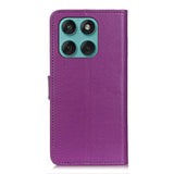 EIDERWOOD Motorola Edge 60 / Edge 60 Fusion Litchi Kunstskinn Flip Deksel med Lommebok & Stativfunksjon - Lilla