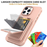EIDERWOOD iPhone 16 Pro Max Fleksibelt Plast Deksel med Kortholder & Innebygd Speil – Rose Gold