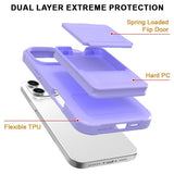 EIDERWOOD iPhone 16 Pro Max Fleksibelt Plast Deksel med Kortholder & Innebygd Speil – Lilla