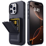 EIDERWOOD iPhone 16 Pro Fleksibelt Plast Deksel med Kortholder & Innebygd Speil – Svart