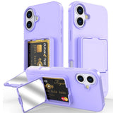 EIDERWOOD iPhone 16 Plus Fleksibelt Plast Deksel med Kortholder & Innebygd Speil – Lilla