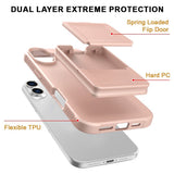 EIDERWOOD iPhone 16 Fleksibelt Plast Deksel med Kortholder & Innebygd Speil – Rose Gold