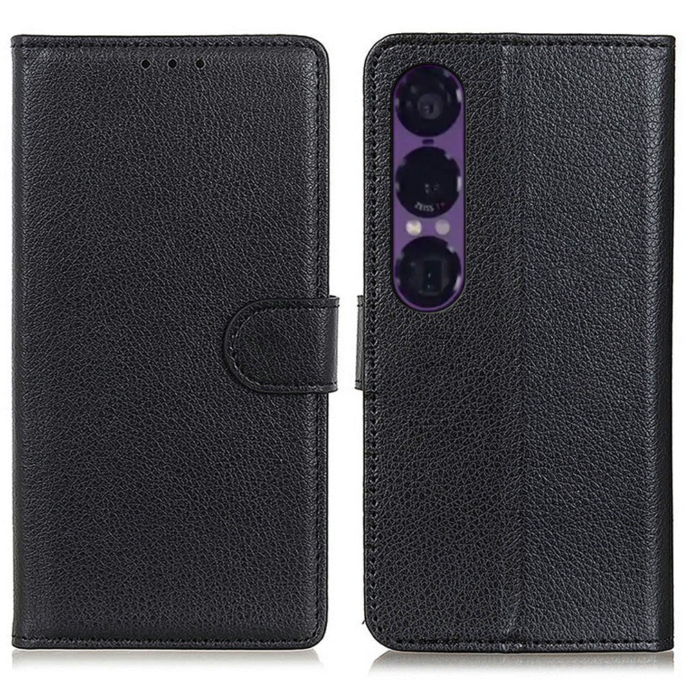 EIDERWOOD Sony Xperia 1 VII Kunstskinn Flip Deksel m. Kortholder & Ståfunksjon - Svart