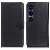 EIDERWOOD Sony Xperia 1 VII Kunstskinn Flip Deksel m. Kortholder & Ståfunksjon - Svart