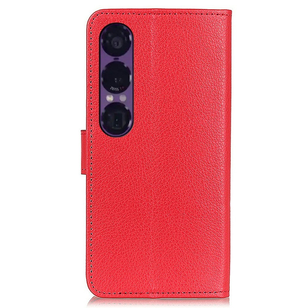 EIDERWOOD Sony Xperia 1 VII Kunstskinn Flip Deksel m. Kortholder & Ståfunksjon - Rød