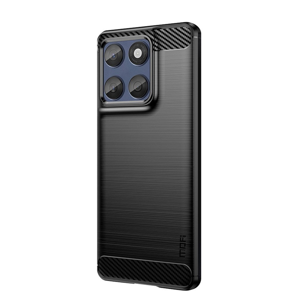 Motorola Edge 60 Fusion Mofi Børstet Karbonfiber Fleksibelt Plast Deksel - Svart