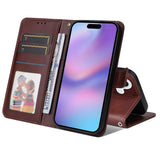 EIDERWOOD iPhone 17 Kunstskinn Flip Deksel med Lommebok &  Stropp – Brun