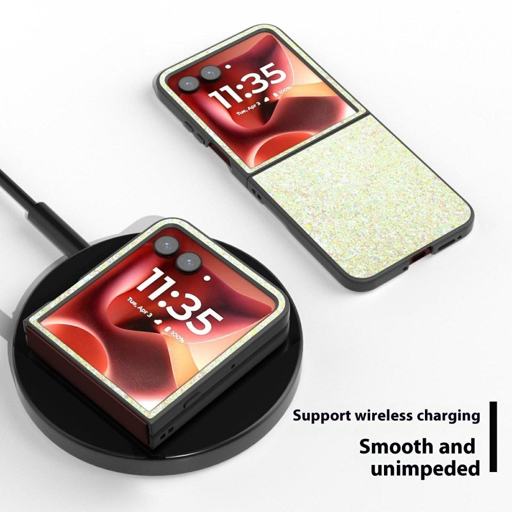 EIDERWOOD Motorola Razr 70 Ultra / Razr 60 Ultra Hardplast Glitter Deksel – Gul