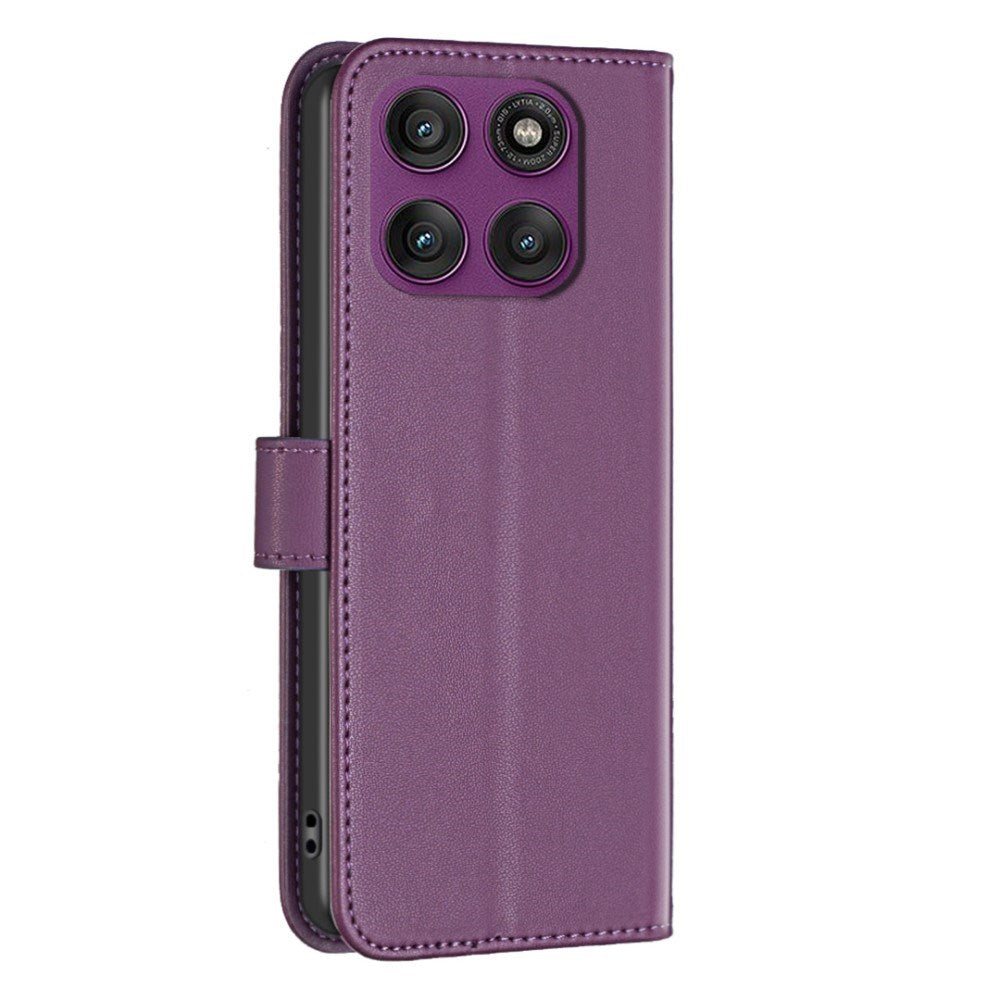 Motorola Edge 60 Pro BINFEN Kunstskinn Flip Deksel med Kortholder & Ståfunksjon - Mørk Lilla