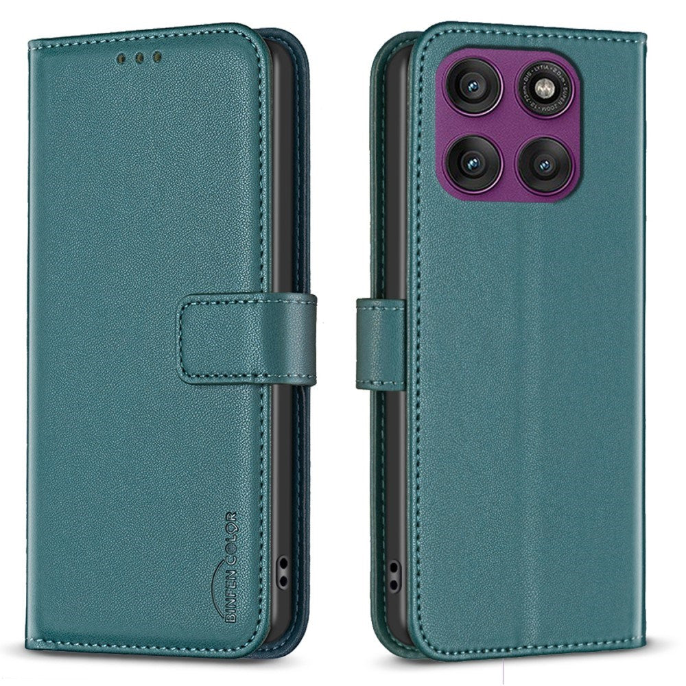 Motorola Edge 60 Pro BINFEN Kunstskinn Flip Deksel med Kortholder & Ståfunksjon - Mørkegrønn