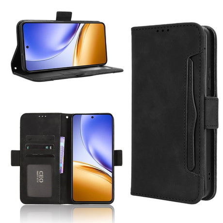 Realme 14 (5G) / 14T (5G) EIDERWOOD Kunstskinn Flip Deksel m. Kortholder – Svart