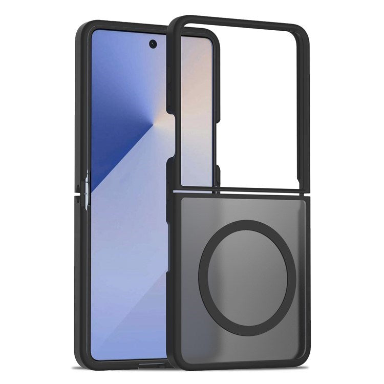 EIDERWOOD Samsung Galaxy Z Flip7 Matt Hybrid Deksel - MagSafe Kompatibel - Gjennomsiktig / Svart