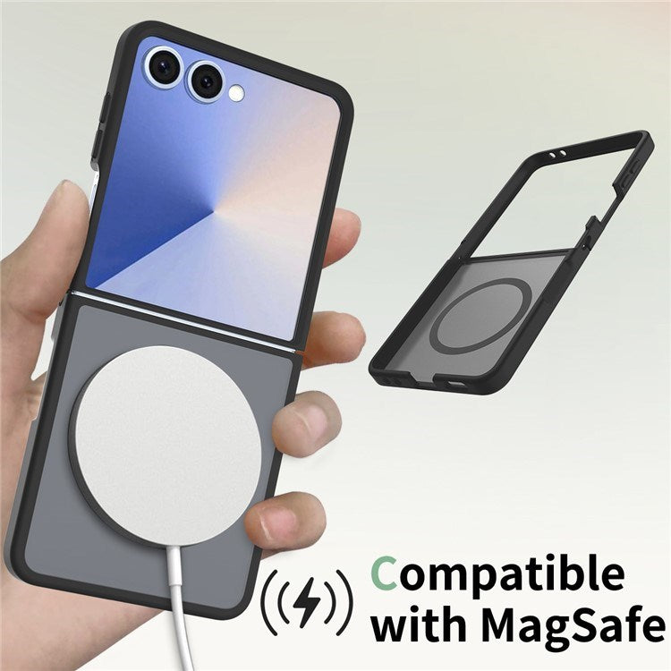 EIDERWOOD Samsung Galaxy Z Flip7 Matt Hybrid Deksel - MagSafe Kompatibel - Gjennomsiktig / Svart
