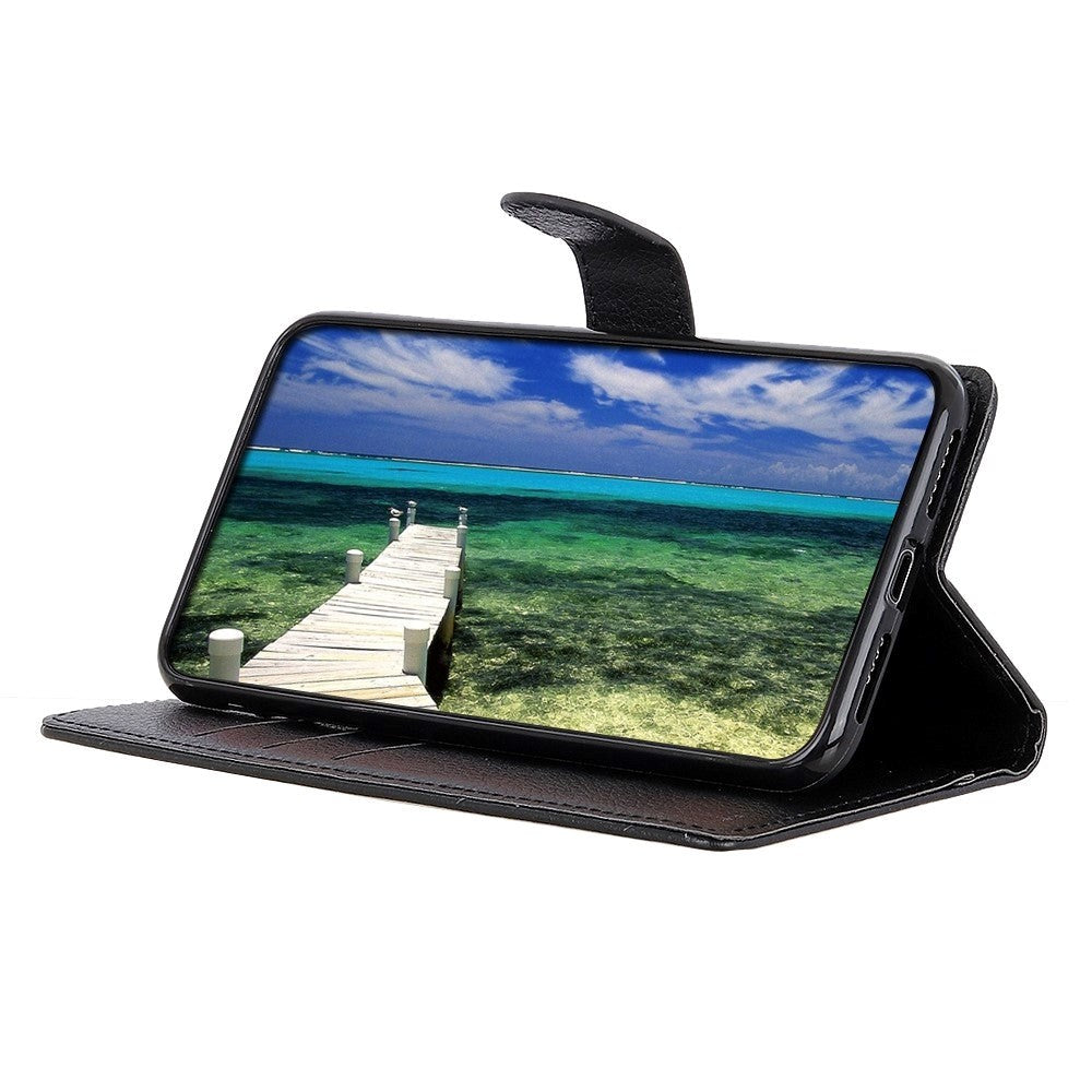 Samsung Galaxy S23 Ultra PU Litchi Skin Flip Deksel med Lommebok - Svart